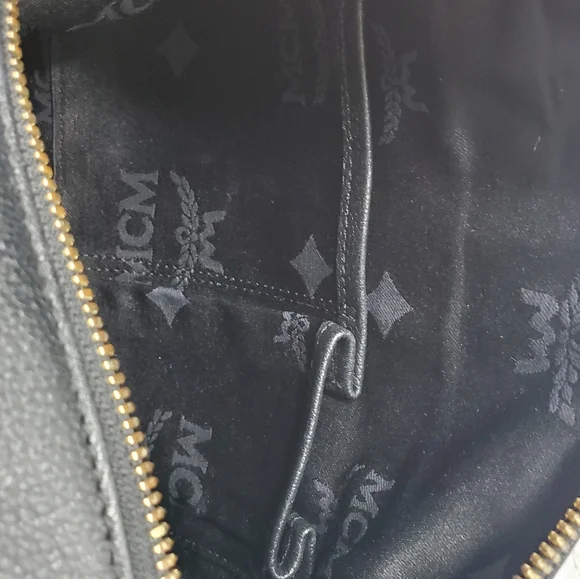 MCM Grained Calfskin Studded Boston Handbag - Picture 10 of 12